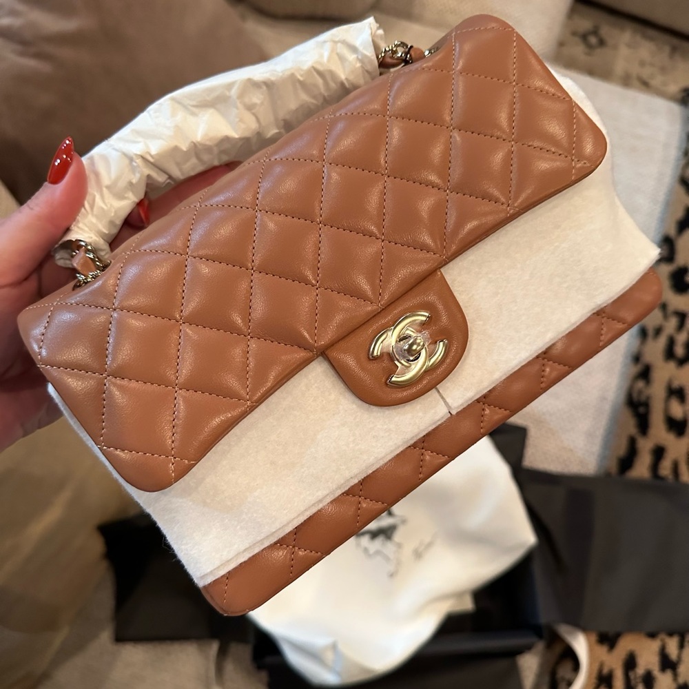 Chanel Classic Double Flap Small Caramel Lambskin Leather GHW, New in Box